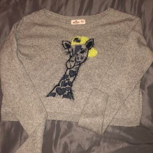 grey cropped giraffe sweater